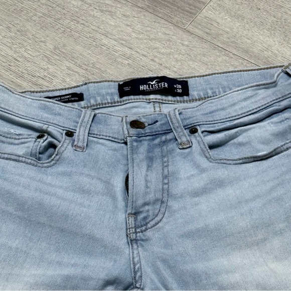 Hollister Super Skinny Advanced Stretch Light Blue Distressed Jeans 28x30 - Picture 6 of 11